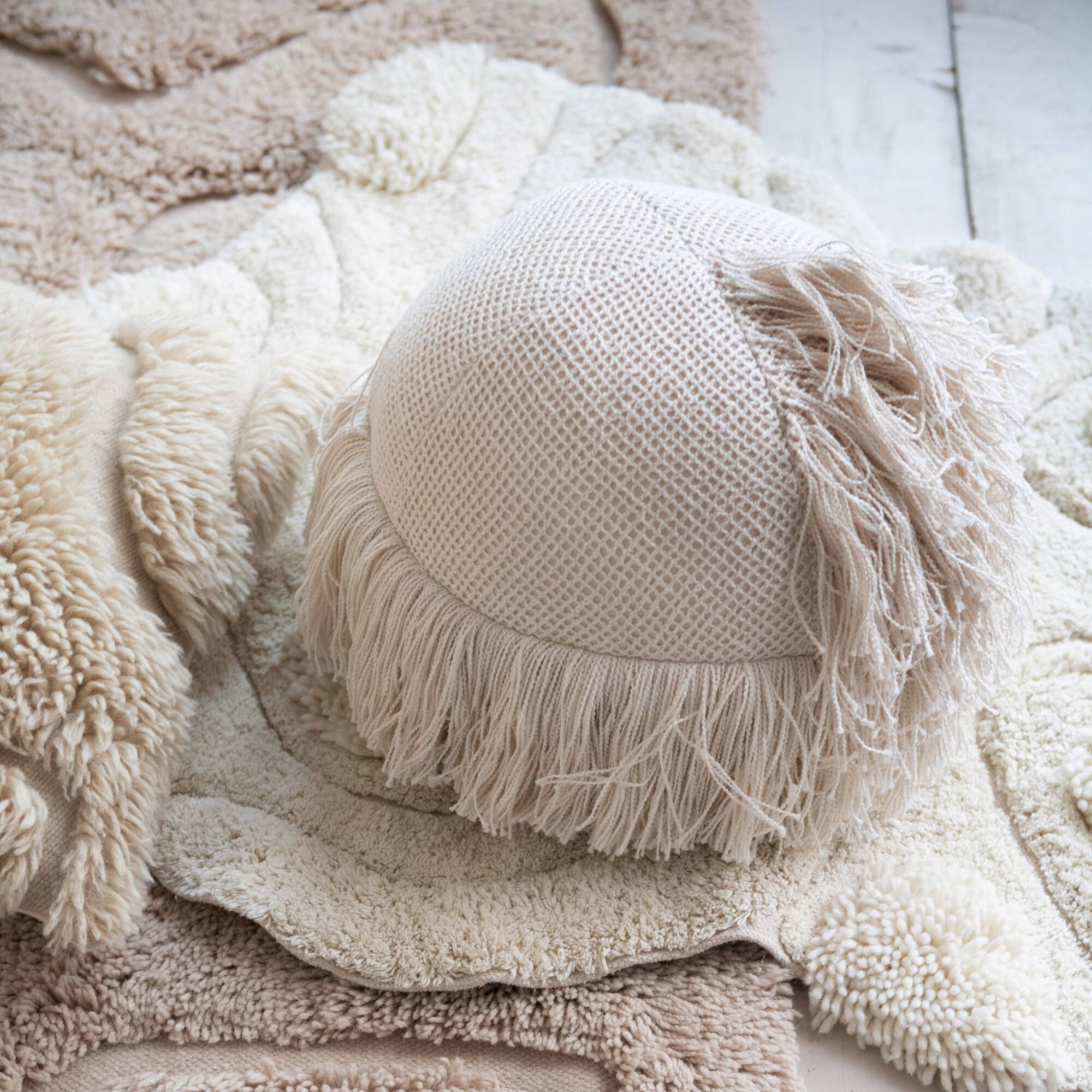 Hello Honey® 12" Cream Cirrus Cotton String Orb Pillow